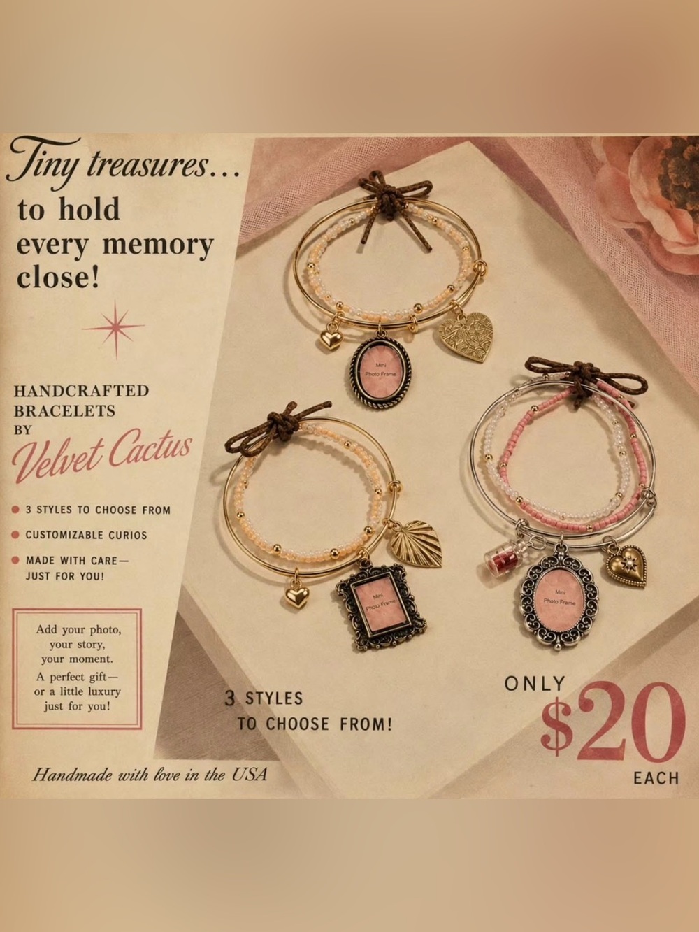 Pink & Gold Charm Bracelet Set